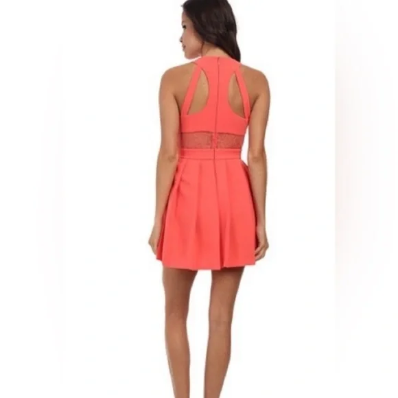 BCBGeneration pleated sleeveless deep v mini dress in Coralwine size 4 - Picture 11 of 14